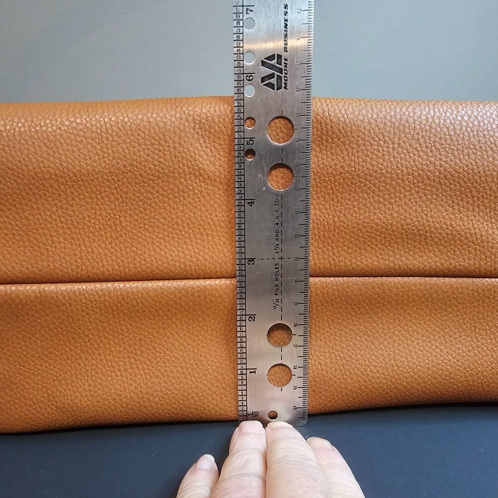 Anthropologie Melie Bianco Vegan Leather Camel Hobo Purse Handles Gold 11 x 16" - Picture 9 of 13